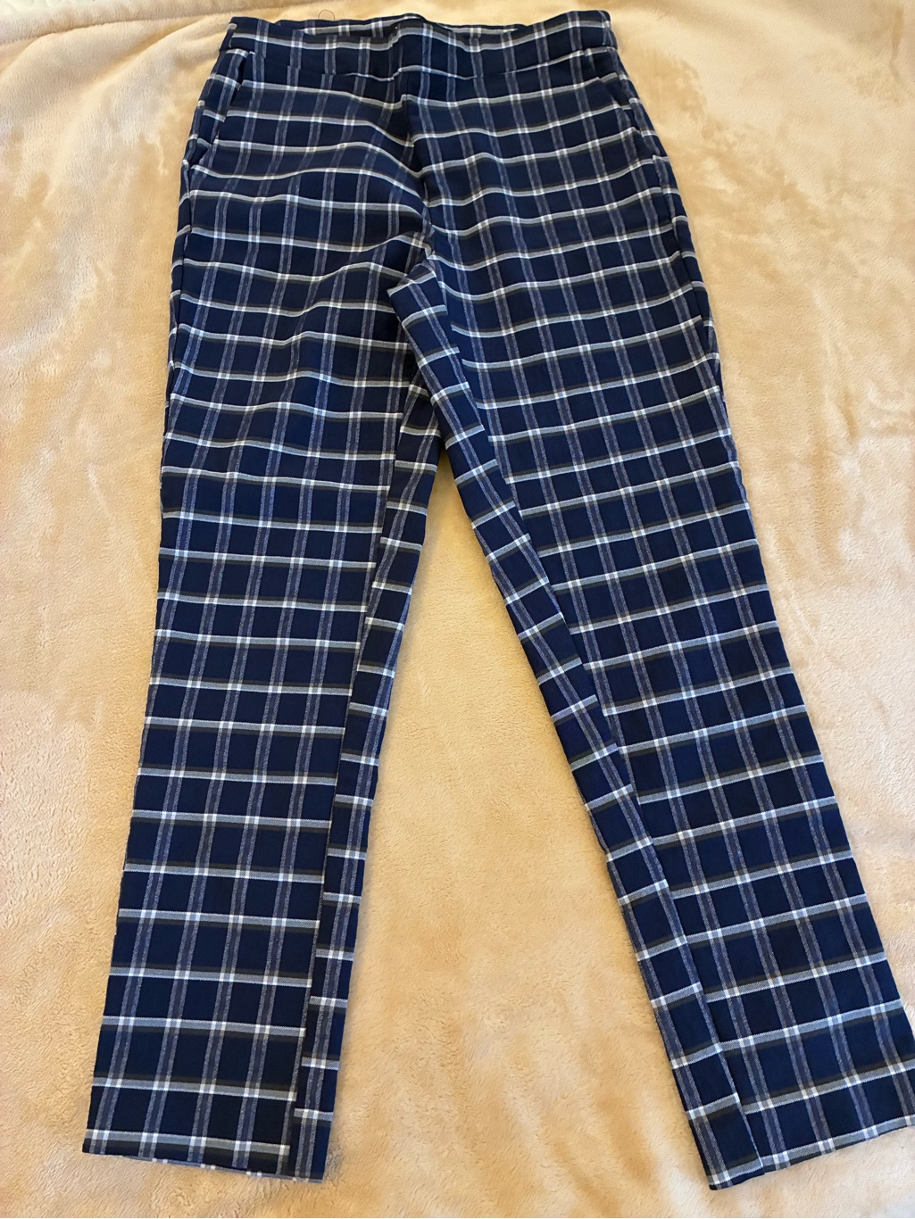 Women’s Ava & Grace Brand Navy Plaid Slim Trousers Size Medium